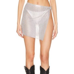 Superdown kali skirt in Silver Mesh with open side slit
